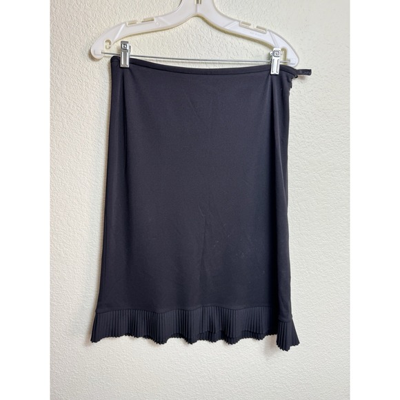 Ann Taylor Women's Skirt Black Size 10P Size Zip Ruffle‎ Stretch Not Lined - Picture 1 of 5
